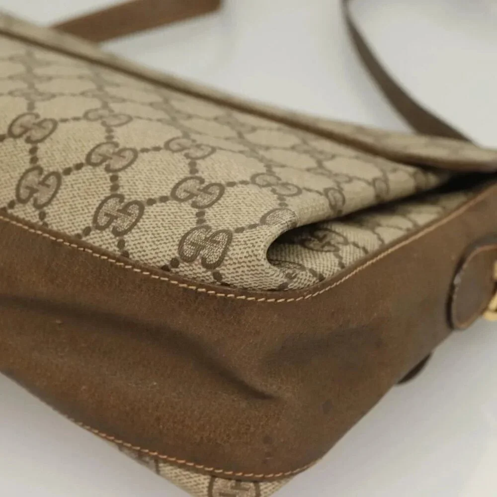 GUCCI GG Supreme Web Sherry Line Bag PVC Beige Gold 904 02 08 Auth 129908 - Picture 5 of 16